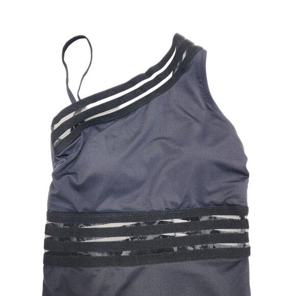 One-Shoulder Black Swimsuit With Mesh Straps & Cut-Out Details By Tempt Me XS - Picture 3 of 6